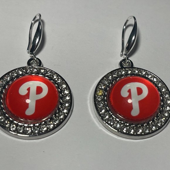 Philadelphia Phillies MLB Fashion Dangle Rhinestone Earrings NEW - Picture 5 of 5